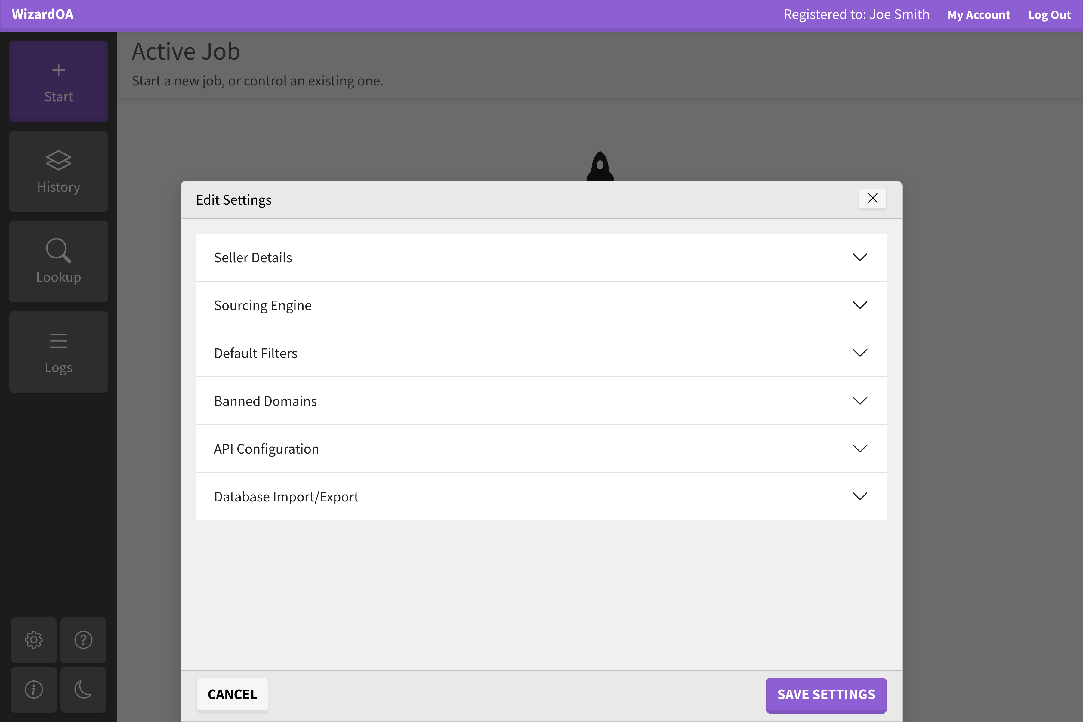 WizardOA Settings Pane Screenshot