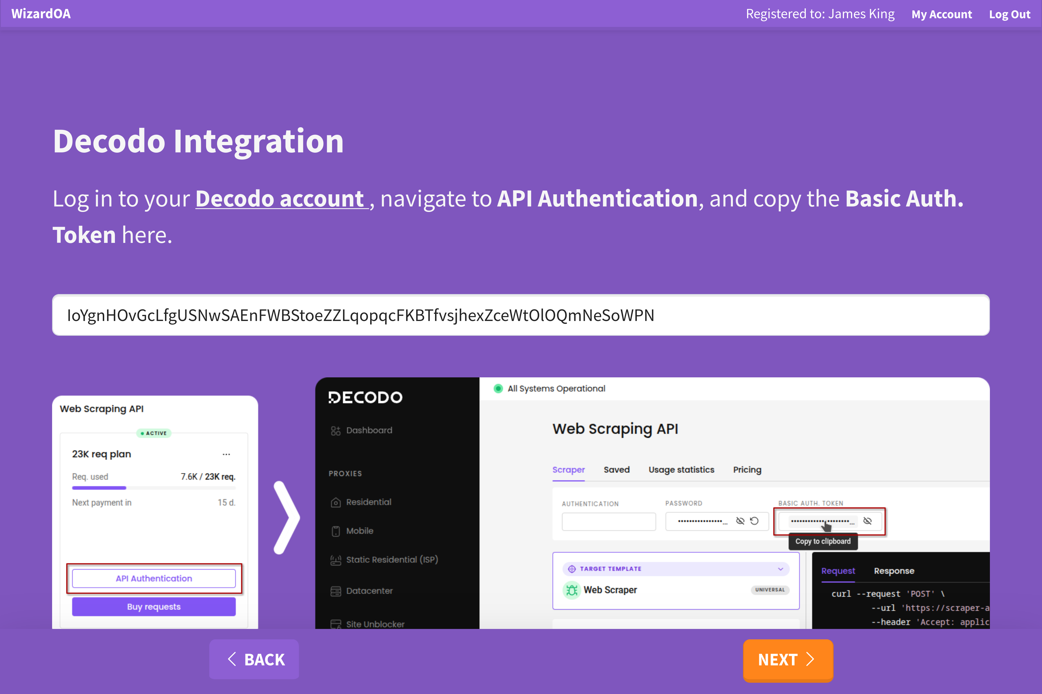 WizardOA Setup Web Scraper Screenshot